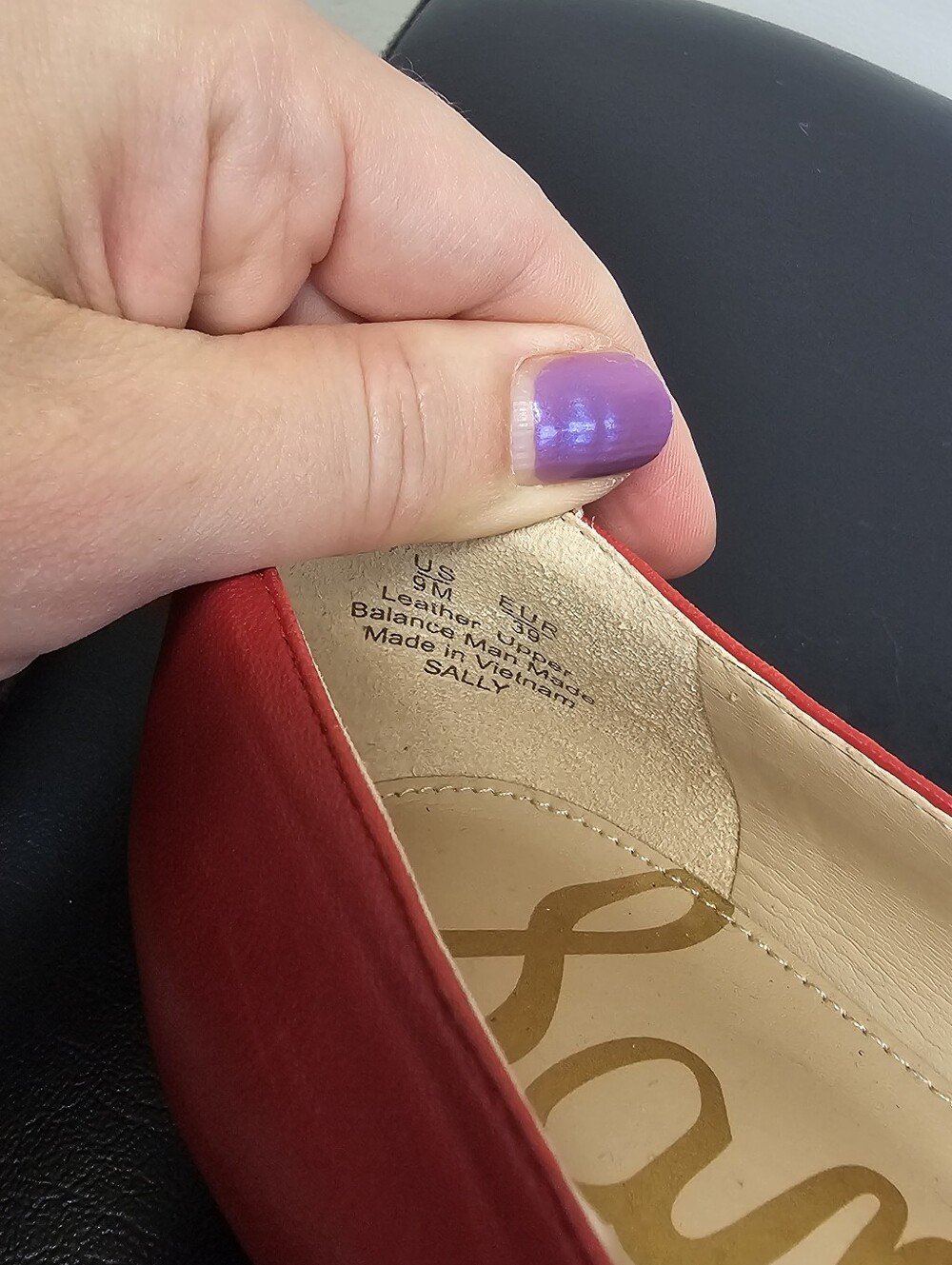 Sam Edelman Sally Pointed Toe Red Leather Flats Size 9 - Picture 8 of 13